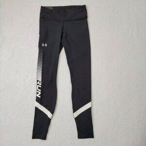 Under Armour Womens Mid Rise Compression Leggings 1366600-001 Black/White NWT